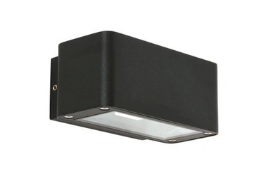 Black wall light with clear diffuser