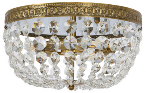 Brass ceiling mount paired with crystal droplets Brass ceiling mount paired with crystal droplets