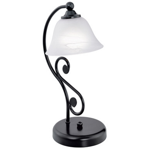 Black table lamp with alabaster glass