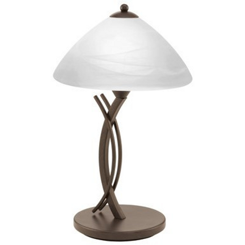 Antique brown table lamp with alabaster glass