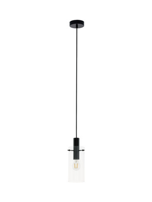 Black pendant with clear cylinder glass