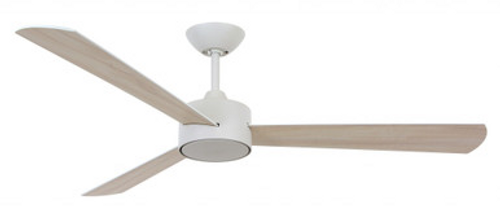 White ceiling fan with 52" wooden blades