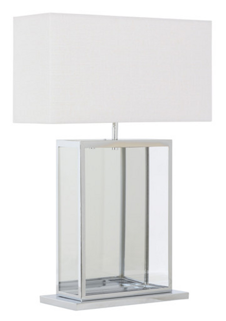 Chrome table lamp with glass panels