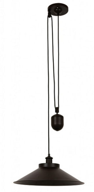 Oil rubbed bronze pendant with rise and fall pulley system