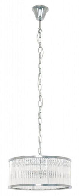 Chrome finish pendant with vertical glass rods