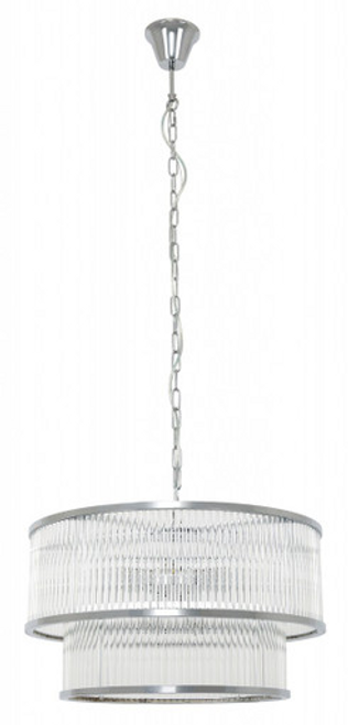Chrome finish pendant with vertical glass rods