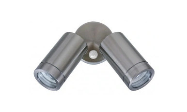 Stainless steel twin spotlight with sensor
