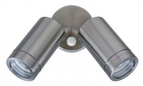 Stainless steel twin spotlight with sensor Stainless steel twin spotlight with sensor