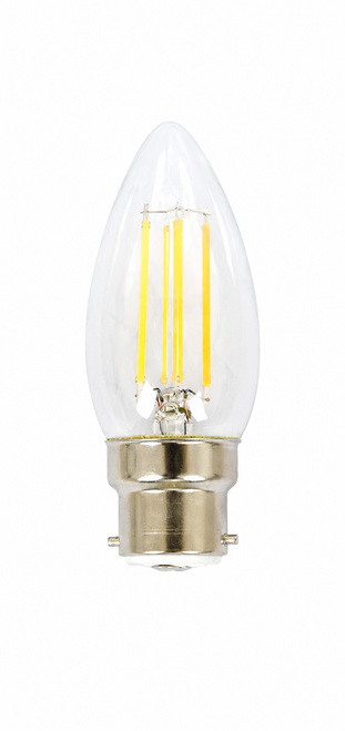 LEDlux 4.5W Candle B22 CRI90 Warm White Dimmable Clear