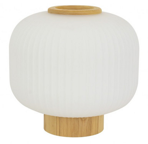 Ash wood table lamp with opal glass