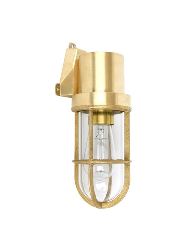 Brass wall light with clear glass