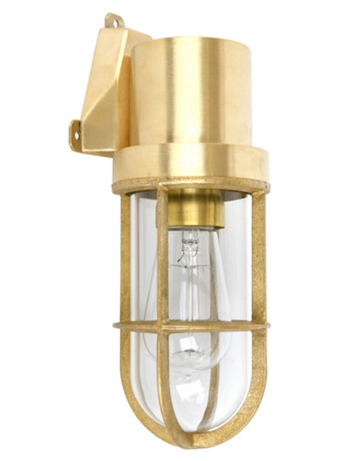 Brass wall light with clear glass