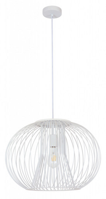 White cage-like pendant with white suspension
