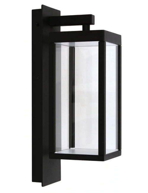 Black wall light with glass diffuser