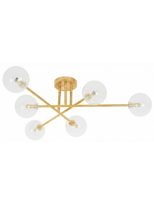 Brass six-light CTC fitting paired with clear glass