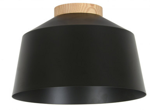 Black metal shade with ash wood trim Black metal shade with ash wood trim