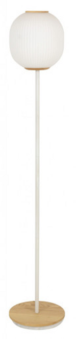 Ash wood floor lamp with opal glass