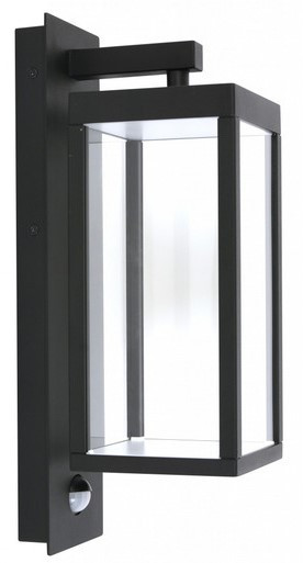 Black wall light with glass diffuser and sensor