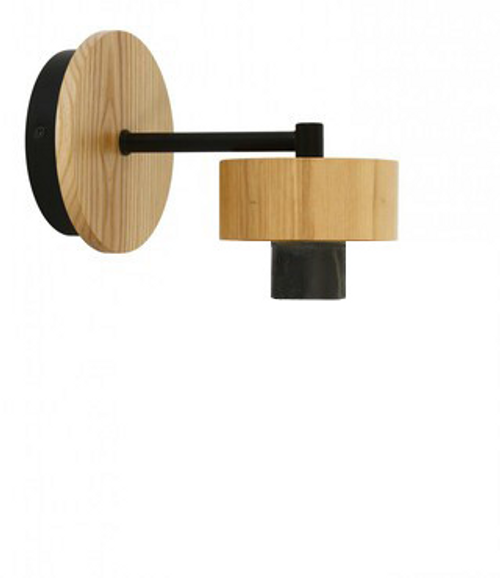 Teak with black trim wall light bracket