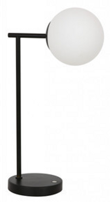 Black table lamp with opal glass