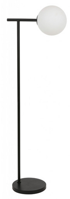 Black floor lamp with opal glass