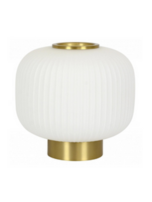 Brass table lamp with opal glass