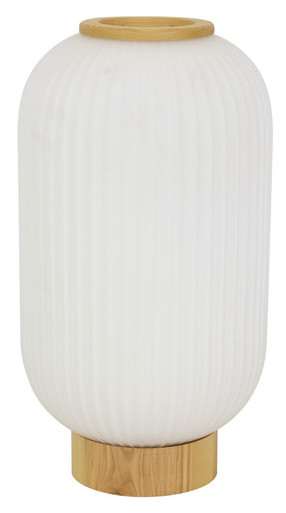 Mele Tall Table Lamp Ash Wood with Opal Glass Lighting Direct