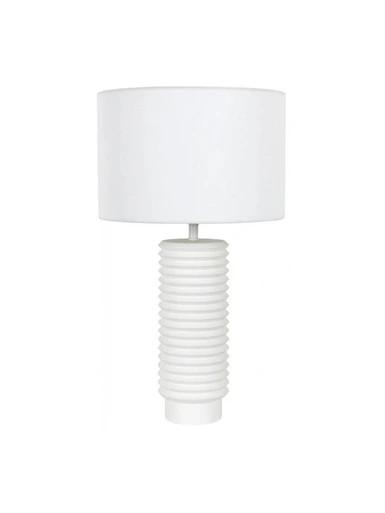Andros Ribbed Table Lamp with White Linen Shade | Lighting Direct