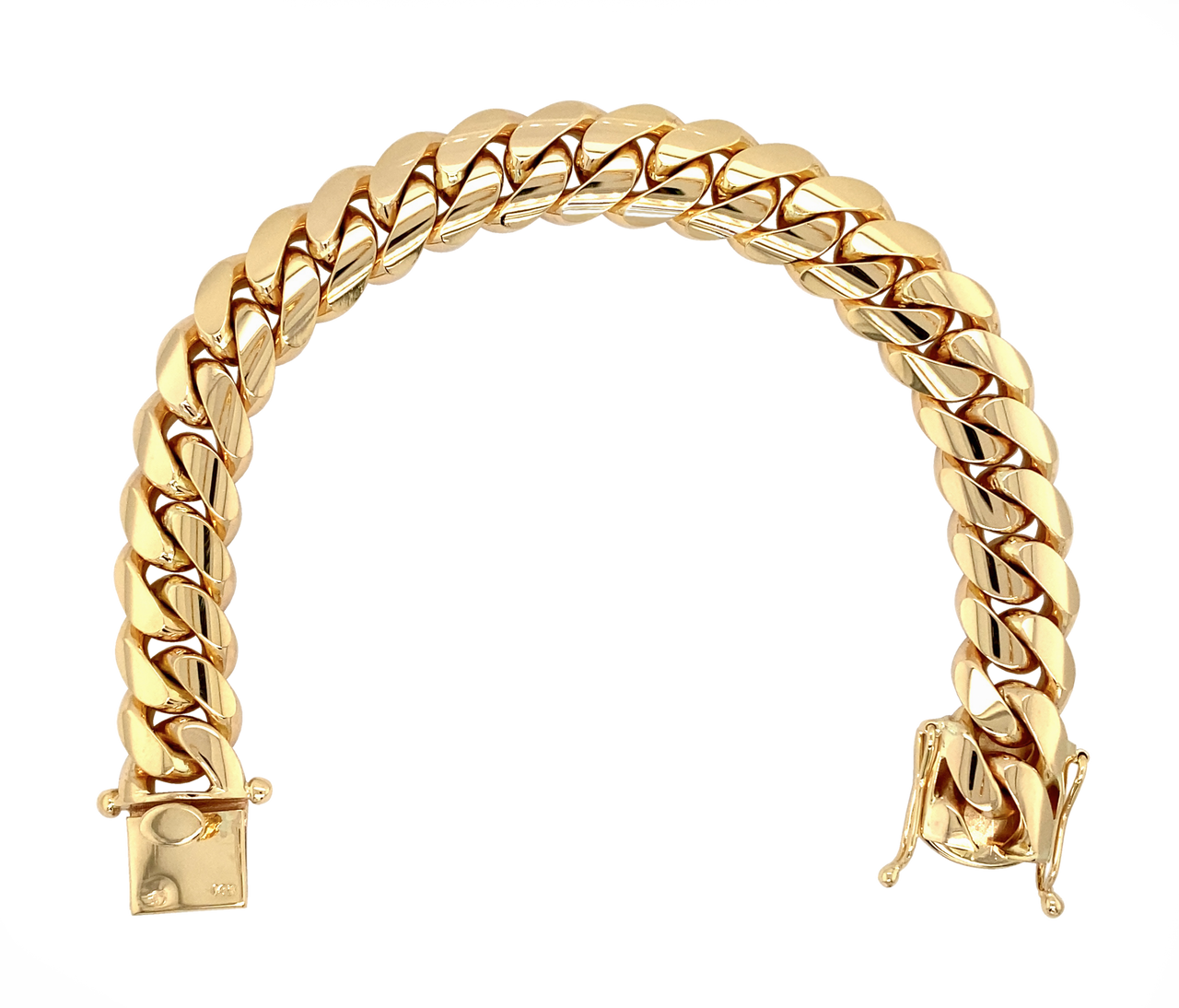 10k Solid Yellow Gold Authentic 10mm Cuban Link Bracelet Men's Women Sz 8