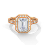 Emerald-Cut Diamond Pavé Halo Gold Ring Emerald-Cut Diamond Pavé Halo Gold Ring