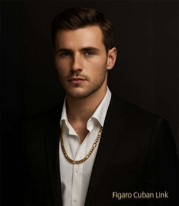 Figaro Cuban Link Gold Chains