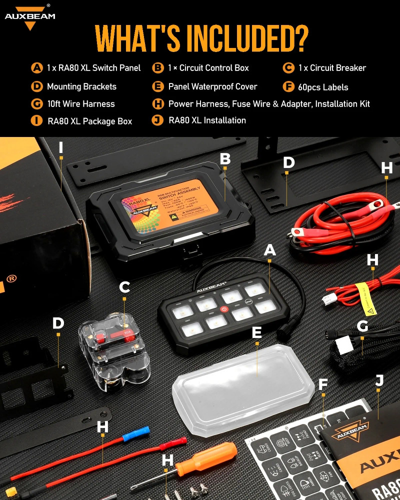 RA80 XL RGB Switch Panel, Larger Size, Toggle/ Momentary/ Pulsed