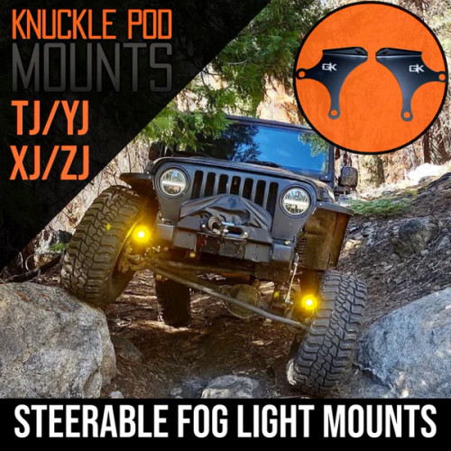 Jeep TJ XJ YJ ZJ Steerable Knuckle Pod Light Mounts (1984-2006) Jeep TJ XJ YJ ZJ Steerable Knuckle Pod Light Mounts (1984-2006)