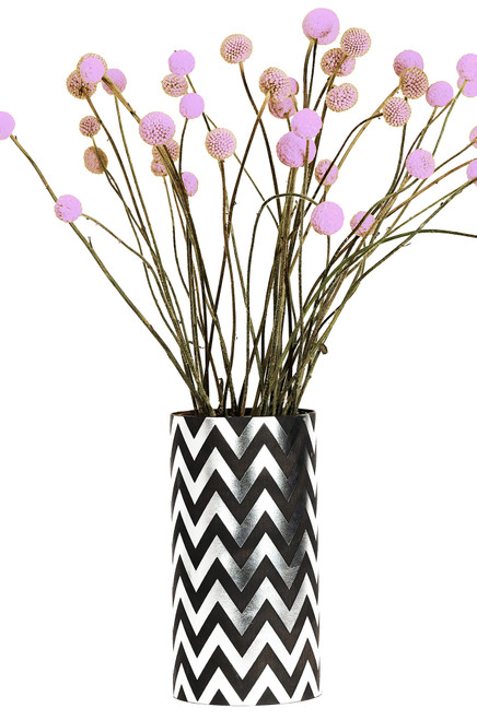 Leather Wrapped Vase " The Zig Zag" (Metallic Silver)