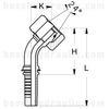 -06S DIN FEMALE X -04 HOSE X SERIES 45°