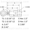 -12 ORFS MALE LIVE SWIVEL X -12 ORFS FEMALE HIGH PRESSURE