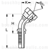 M16X1.5 METRIC FEMALE X -06 HOSE X SERIES 45°