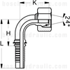 -16S DIN FEMALE X -10 HOSE X SERIES 90°