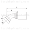 B SERIES -12 CODE 62 X -12 HOSE 45°