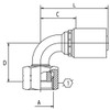 B2 SERIES: Hose -04 X ORFS F -04; 90° Elbow