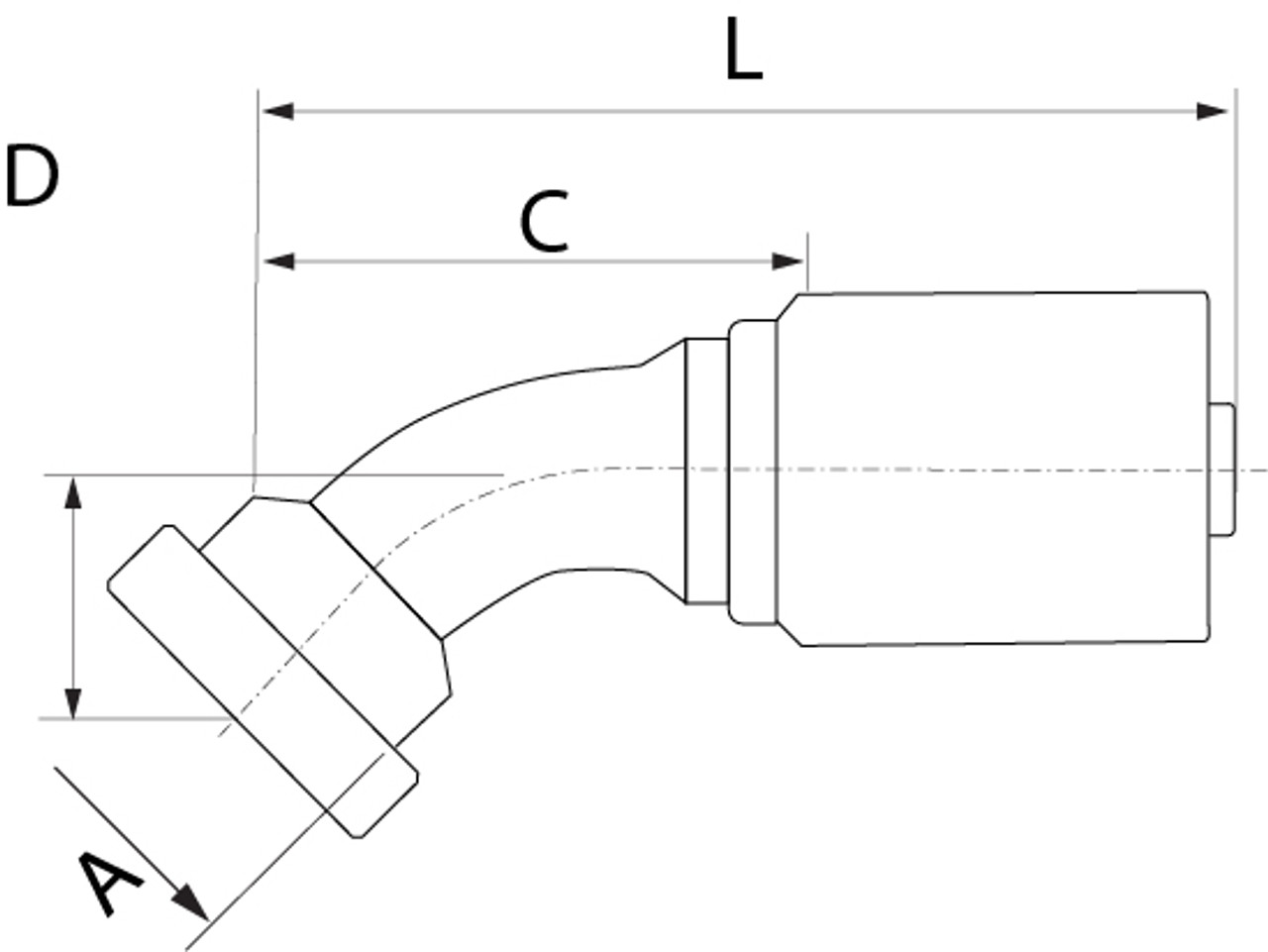 SG SERIES: Hose -08 X CODE 61 -08; 45° Elbow