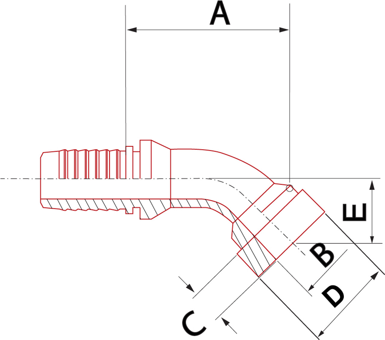 X SERIES: Hose -16 X CAT -20 45°