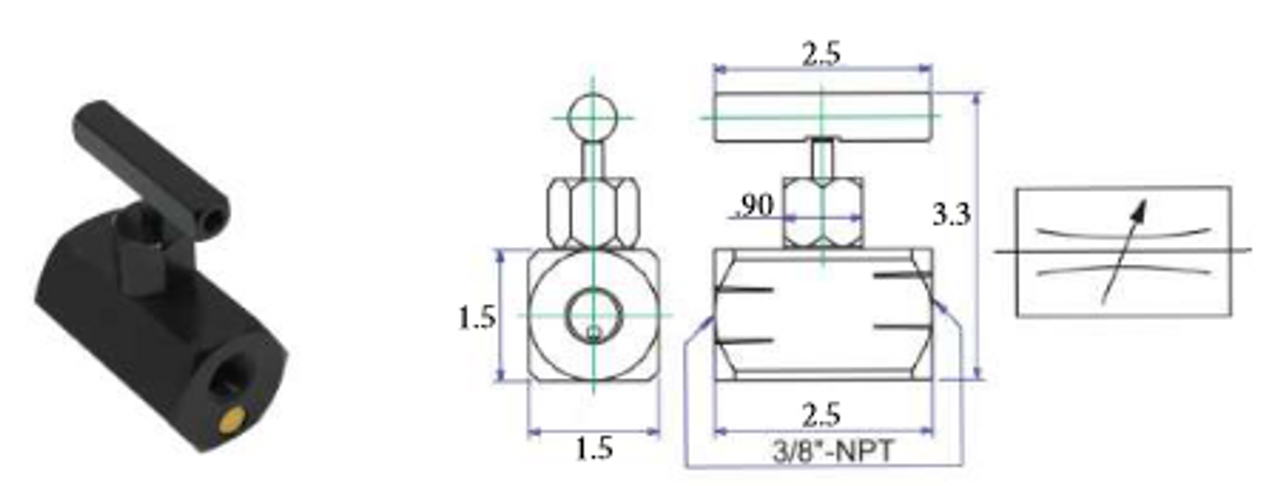 NEEDLE VALVE OPEN SPACE 3/8 X 3/8