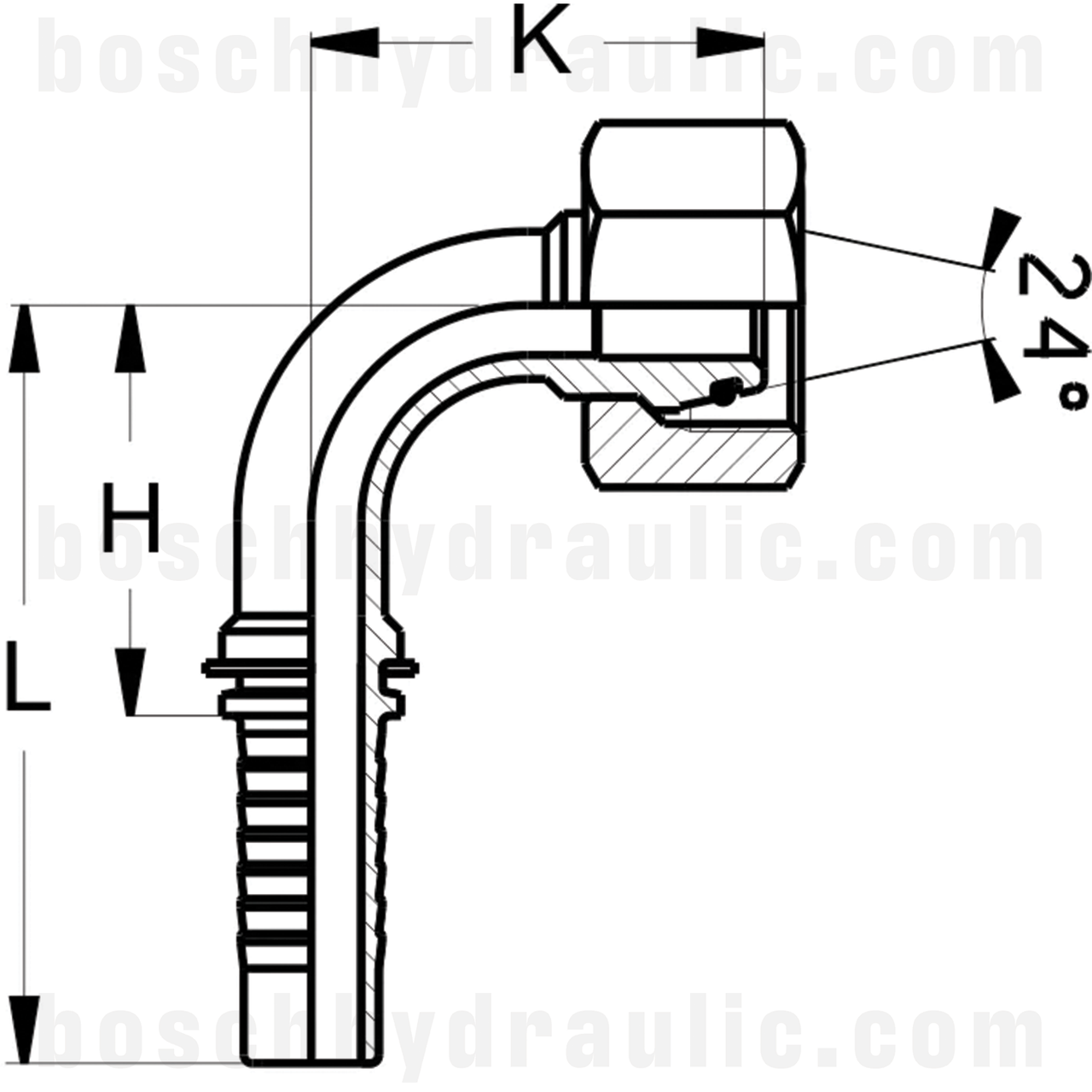 -10S DIN FEMALE X -05 HOSE X SERIES 90°