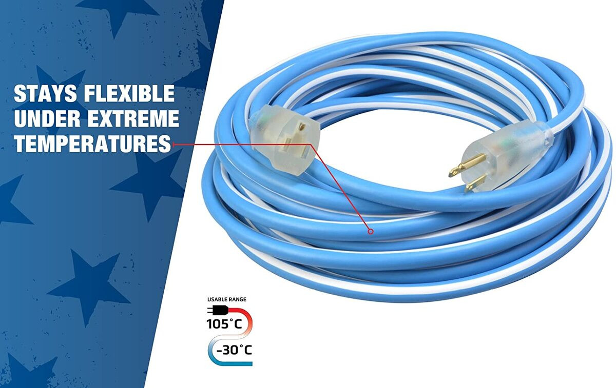 Extreme Cold Weather Extension Cord, 25-Feet 14/3 Medium-Duty 15-Amp SJEOW