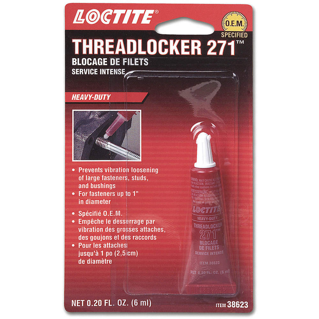 LOCTITE 271 THREADLOCKER-HEAVY DUTY 6 ML TUBE (38623)