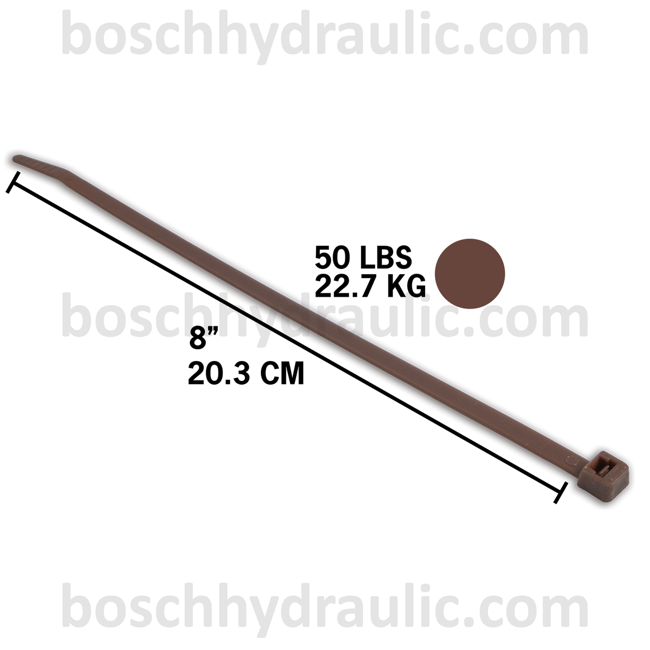 8" BROWN NYLON CABLE TIES 50 LBS - 100 PACK