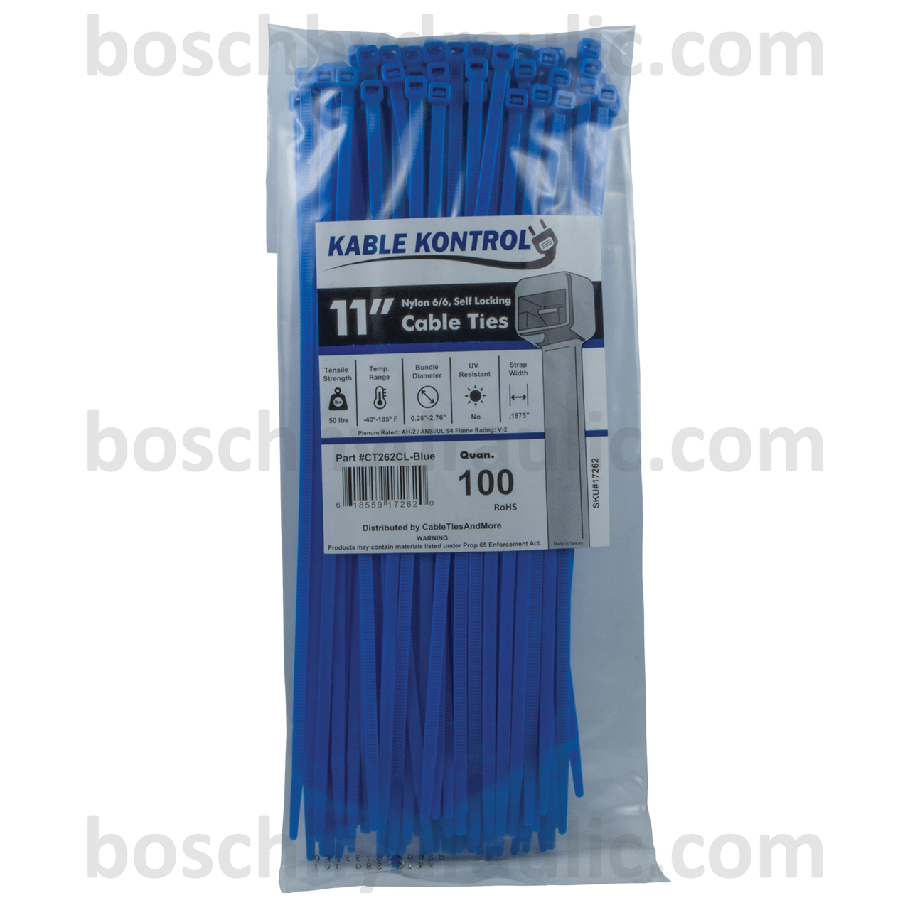11" BLUE NYLON CABLE TIES 50 LBS - 100 PACK