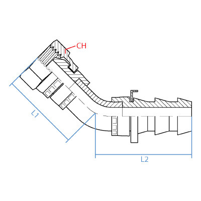 Hose -16 X BSP F -16 PUSH-ON; 45° Elbow