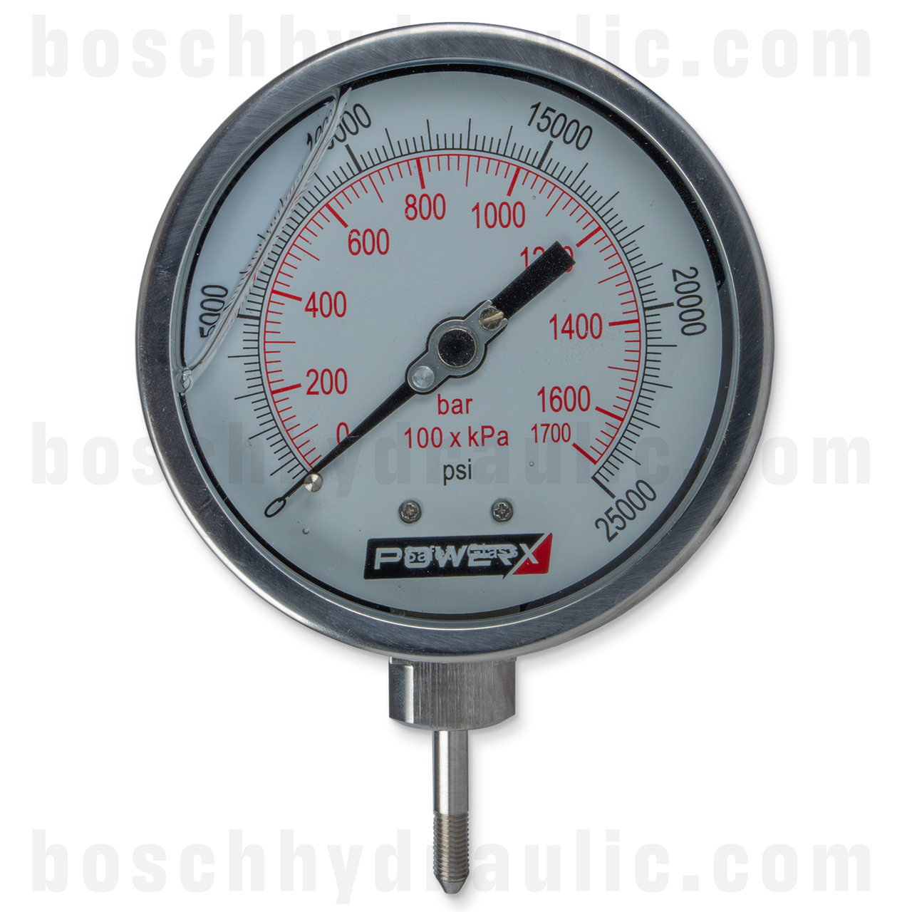 4" FACE GAUGE SS CASE 25K PSI LIQUID FILLED